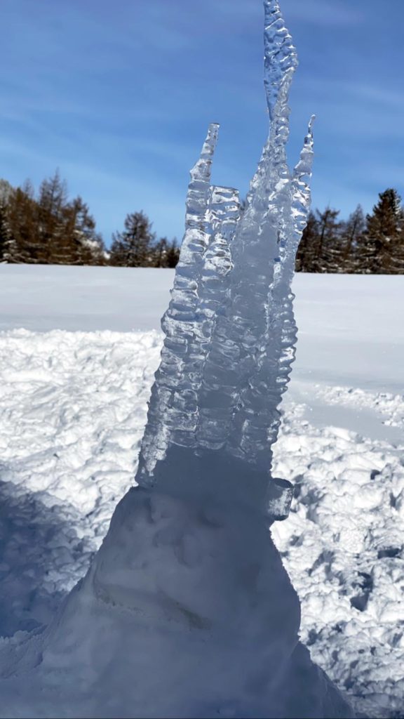 Schneeskulpturen der 2b auf der Sattelbergalm